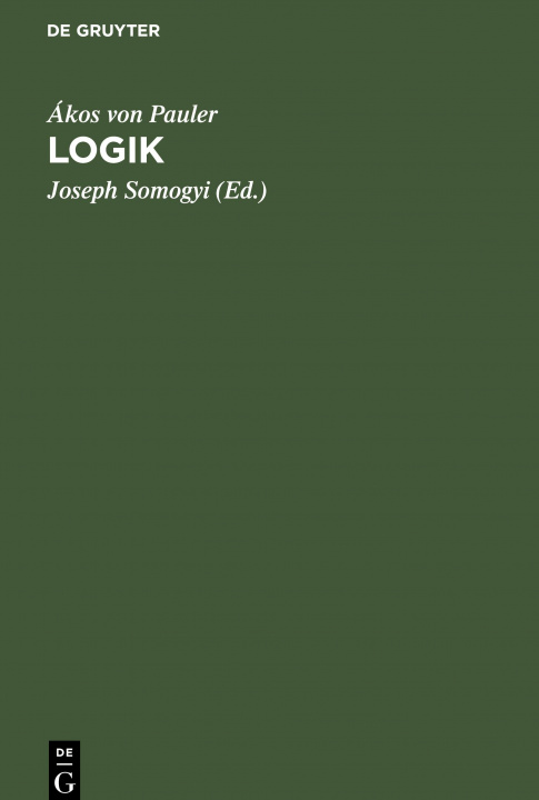 Knjiga Logik Ákos Von Pauler