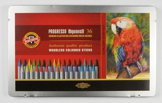 Book Koh-i-noor pastelky PROGRESSO akvarelové souprava 36 ks v plechové krabičce 
