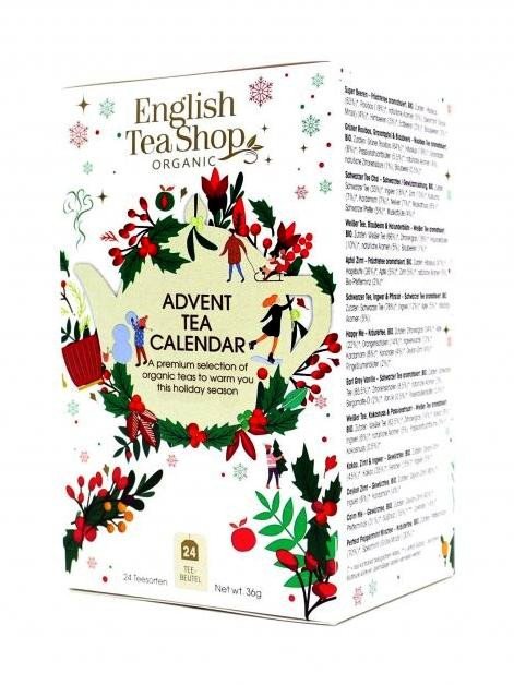 Artykuły papiernicze English Tea Shop Čaj Adventní kalendář bio bílý 36 g, 24 ks 