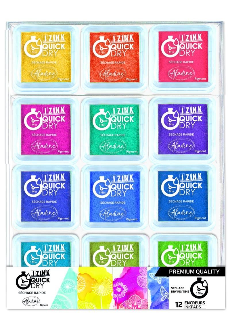 Carte Razítkovací polštářky IZINK Quick Dry rychleschnoucí - základní barvy, sada 12 ks 