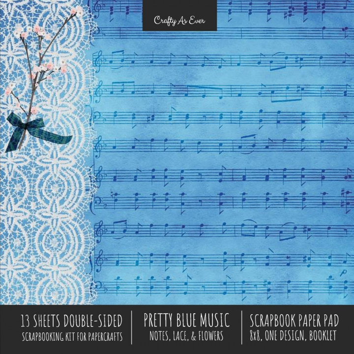 Carte Pretty Blue Music Scrapbook Paper Pad 8x8 Decorative Scrapbooking Kit for Cardmaking Gifts, DIY Crafts, Printmaking, Papercrafts, Notes Lace Flowers D 