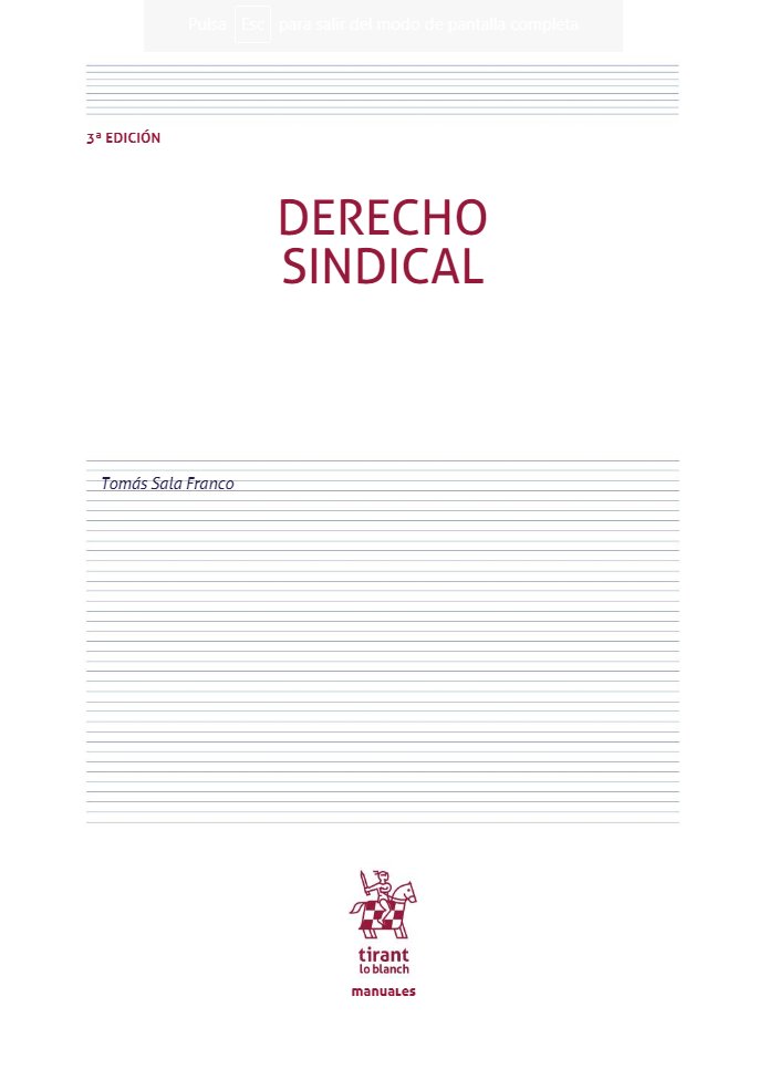 Kniha DERECHO SINDICAL TOMAS SALA FRANCO