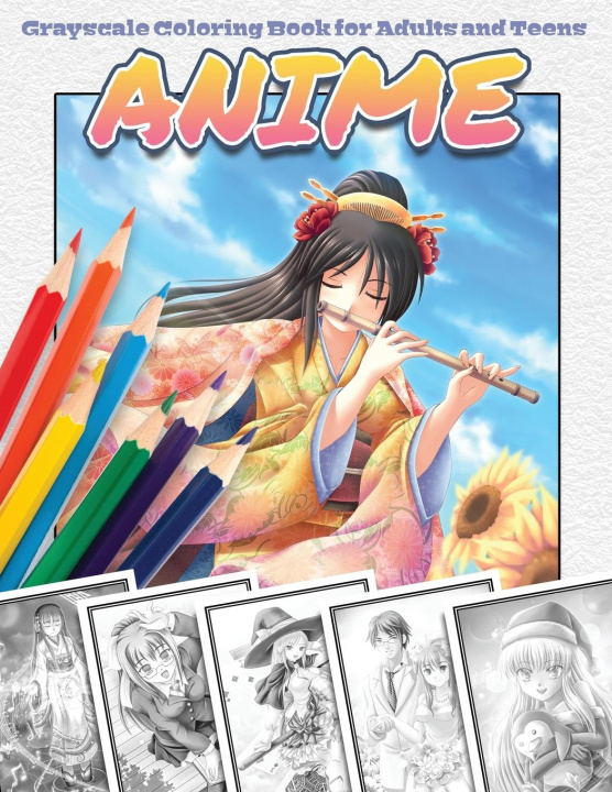 Kniha Anime Grayscale Coloring Book for Adults and Teens 