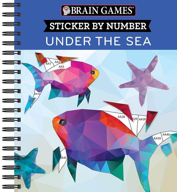Book Brain Games - Sticker by Number: Under the Sea - 2 Books in 1 (42 Images to Sticker) New Seasons