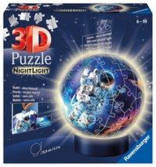 Játék Ravensburger 3D Puzzle 11264 - Nachtlicht Puzzle-Ball Astronauten im Weltall - 72 Teile - ab 6 Jahren, LED Nachttischlampe mit Klatsch-Mechanismus 
