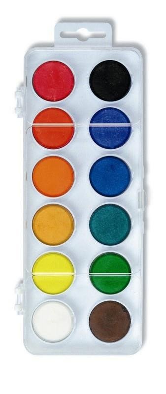 Carte Koh-i-noor vodové barvy/vodovky obdélník bílý 12 barev o průměru 30 mm 
