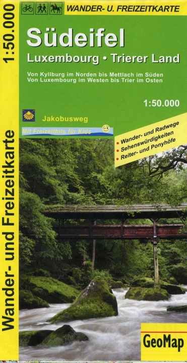 Tiskovina Südeifel, Luxembourg, Trierer Land 1:50.000 Wander- und Freizeitkarte 