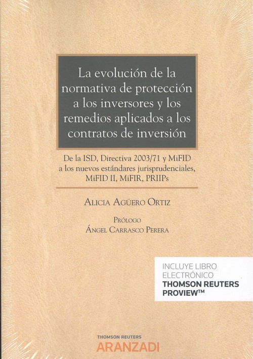 Könyv Evolución de la normativa de protección a los inversores y los remedios aplicado ALICIA AGUERO ORTIZ