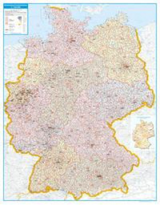 Nyomtatványok Poster PLZ Deutschland. Postleitzahlenkarte; Maßstab 1:700 000 