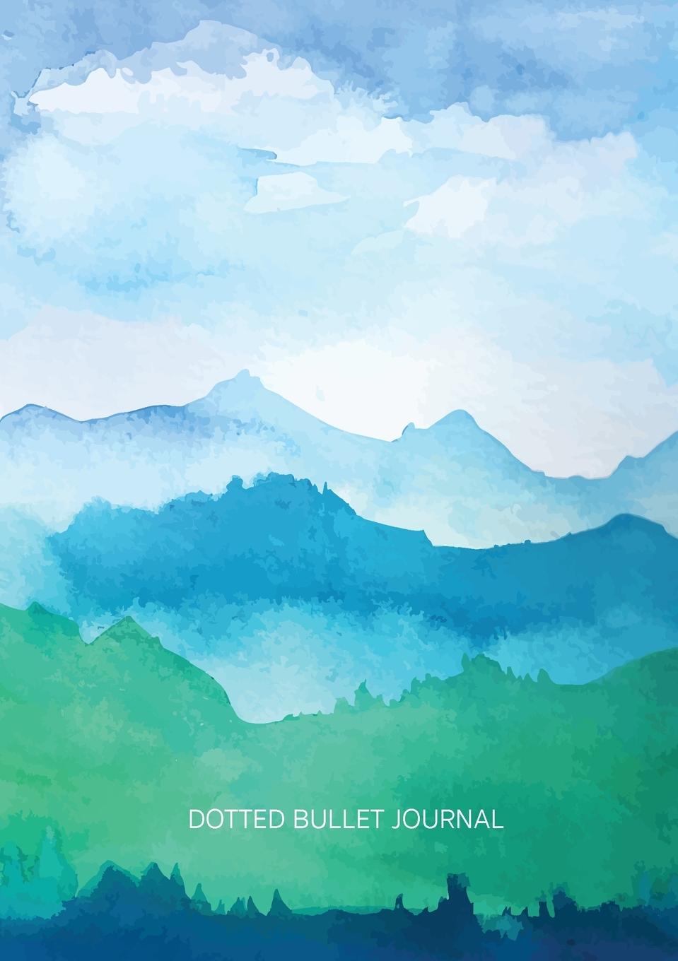 Könyv Watercolor Blue & Green Hills - Dotted Bullet Journal Blank Classic