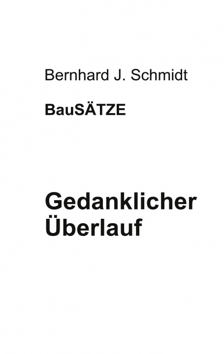 Knjiga Gedanklicher UEberlauf Bernhard J. Schmidt