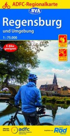 Printed items ADFC-Regionalkarte Regensburg und Umgebung, 1:75.000, mit Tagestourenvorschlägen, reiß- und wetterfest, E-Bike-geeignet, GPS-Tracks Download 