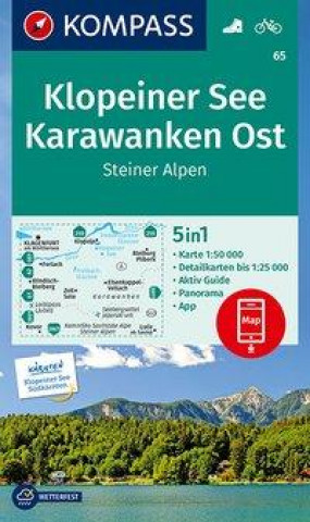 Materiale tipărite KOMPASS Wanderkarte 65 Klopeiner See, Karawanken Ost, Steiner Alpen 1:50.000 