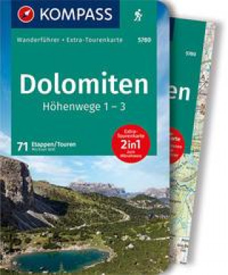 Carte KOMPASS Wanderführer Dolomiten Höhenweg 1 bis 3, 71 Touren 