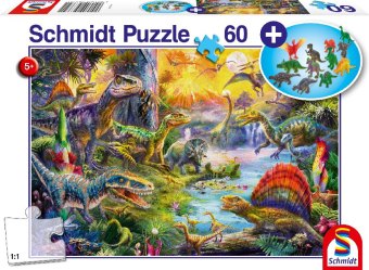 Hra/Hračka Dinosaurier. Puzzle 60 Teile, mit Add-on (Dinosaurier-Figuren-Set) 