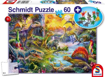 Gioco/giocattolo Dinosaurier. Puzzle 60 Teile, mit Add-on (Dinosaurier-Figuren-Set) 