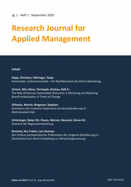 Книга Research Journal for Applied Management - Jg. 1, Heft 1 Kai Rommel