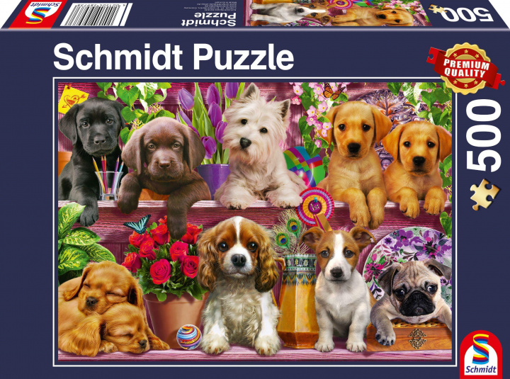 Spiel/Spielzeug Hunde im Regal Puzzle 500 Teile 