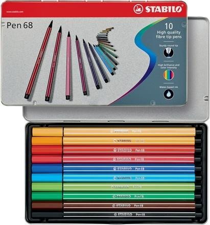 Stationery items Fixa STABILO Pen 68 sada 10 ks v kovovém pouzdru 
