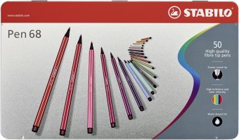 Papírenské zboží Fixa STABILO Pen 68 sada 50 ks v kovovém pouzdru 