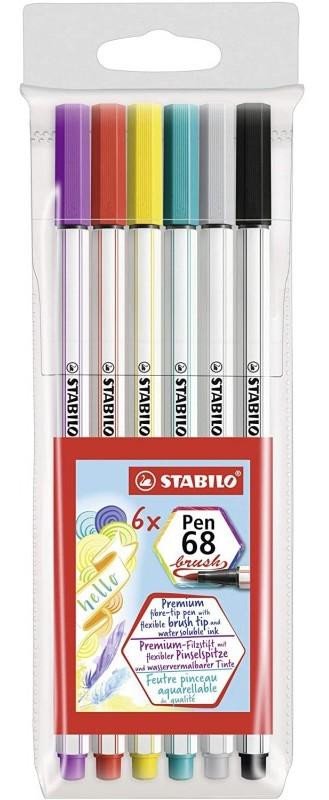 Papírenské zboží Fixa STABILO Pen 68 brush sada 6 ks v pouzdru PVC 