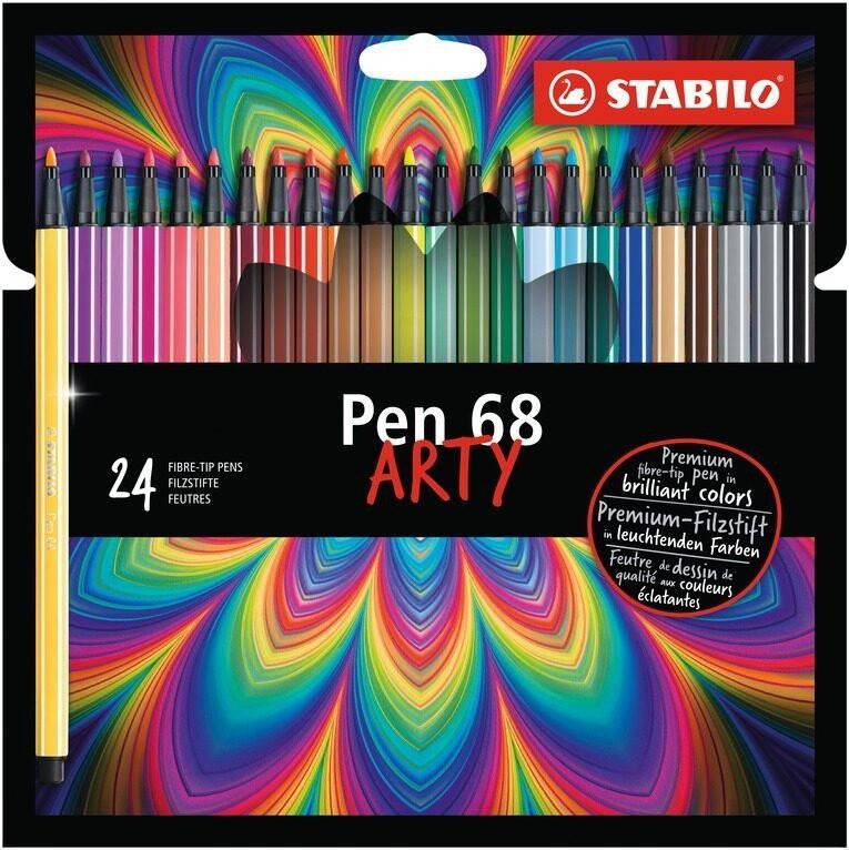 Articole de papetărie Fixa STABILO Pen 68 sada 24 ks v kartonovém pouzdru "ARTY" 