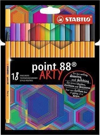 Papierenský tovar Popisovač STABILO point liner 88 sada 18 ks v pouzdru "ARTY" 