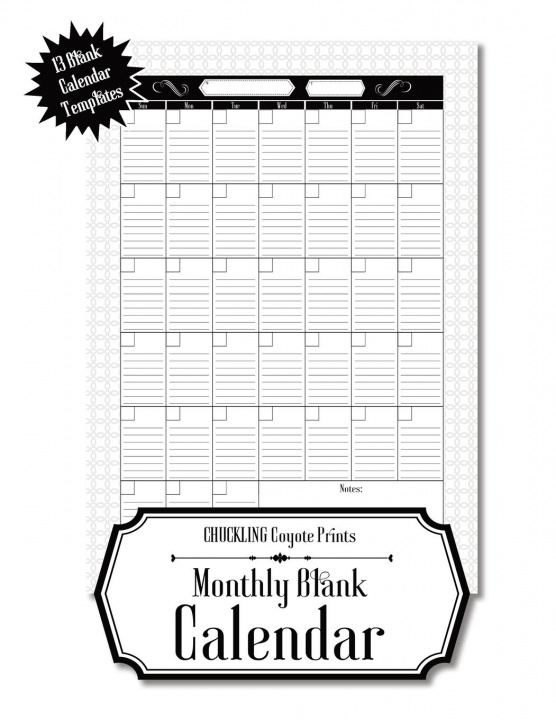 Książka Monthly Blank Calendar Chuckling Coyote Prints