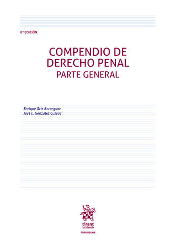 Kniha COMPENDIO DE DERECHO PENAL PARTE GENERAL ENRIQUE ORTS BERENGER