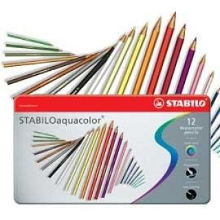 Stationery items Pastelky STABILO aquacolor, sada 12 ks v kovovém pouzdru 