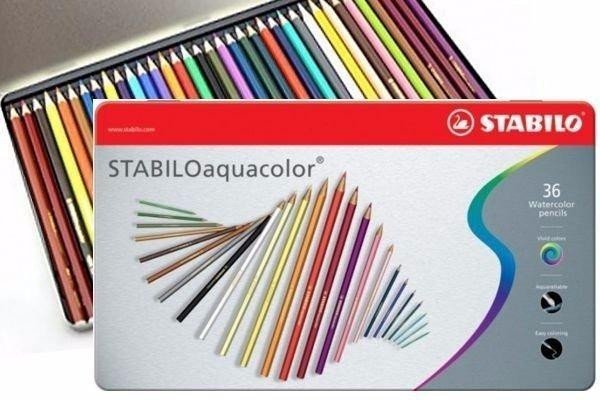 Papírszerek Pastelky STABILO aquacolor, sada 36 ks v kovovém pouzdru 