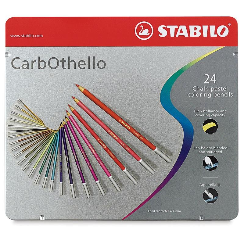 Papírszerek Pastely STABILO CarbOthello, sada 24 ks v kovovém pouzdru 