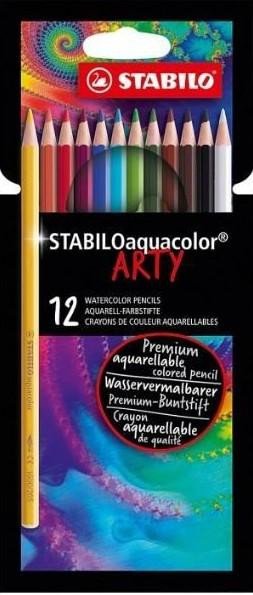 Papírenské zboží Pastelky STABILO aquacolor, sada 12 ks v kartonovém pouzdru"ARTY" 