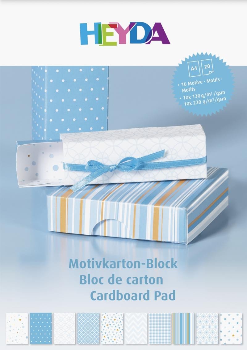 Carte HEYDA Blok barevných papírů A4 - modrý mix 20 listů 