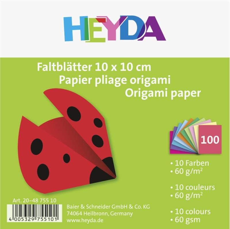 Kniha HEYDA Papíry na origami 10 x 10 cm ( 100 ks ) 
