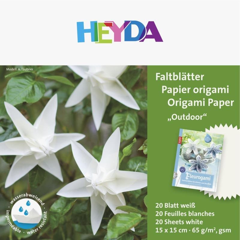 Kniha HEYDA Papíry na origami voděodolné 15 x 15 cm - bílé 