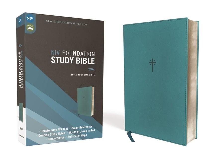 Book Niv, Foundation Study Bible, Leathersoft, Teal, Red Letter 