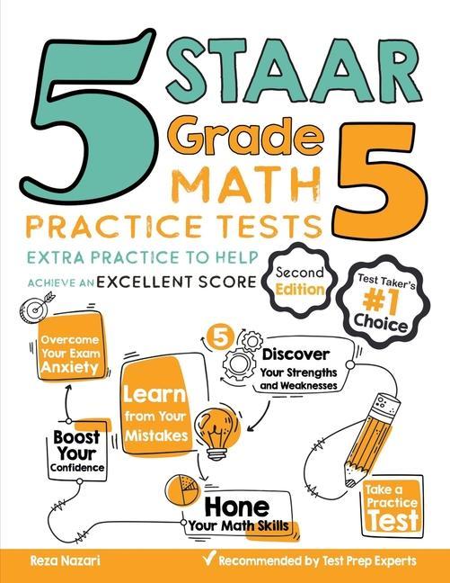 Carte 5 STAAR Grade 5 Math Practice Tests: Extra Practice to Help Achieve an Excellent Score 