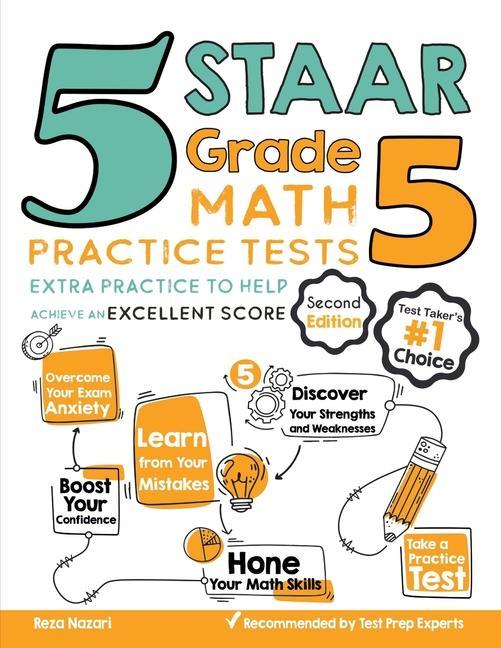 Kniha 5 STAAR Grade 5 Math Practice Tests: Extra Practice to Help Achieve an Excellent Score 