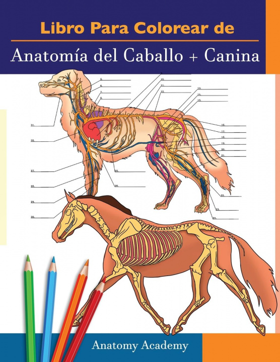 Könyv Libro para colorear de Anatomia del Caballo + Canina 