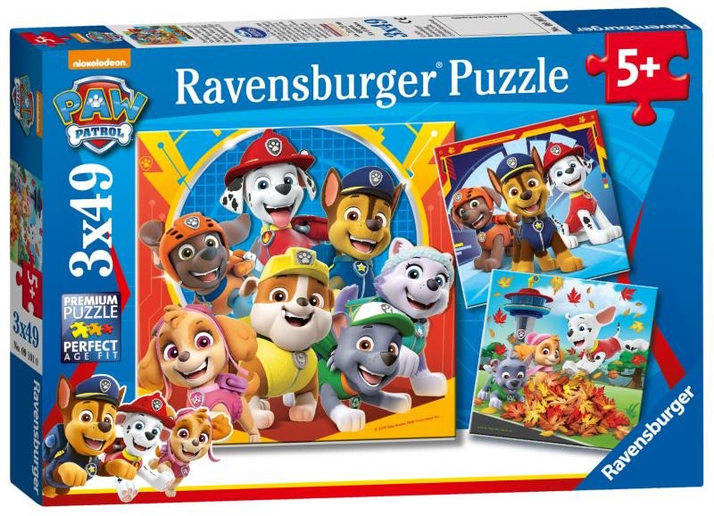 Game/Toy Ravensburger Puzzle Tlapková patrola - Hrátky v listí 3 x 49 dílků 