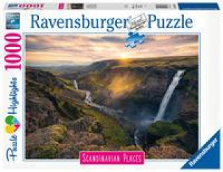 Játék Ravensburger Puzzle Skandinávie - Vodopád Haifoss, Island 1000 dílků 
