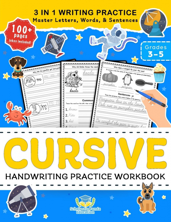 Książka Cursive Handwriting Practice Workbook for 3rd 4th 5th Graders Scholastic Panda Education