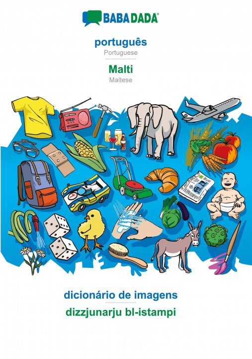 Carte BABADADA, portugues - Malti, dicionario de imagens - dizzjunarju bl-istampi 