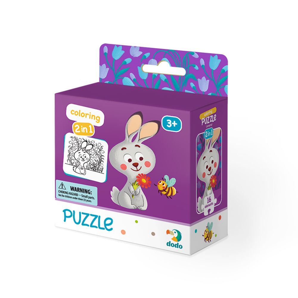 Gra/Zabawka Puzzle 16 z kolorowanką Zajączek DOP300121 