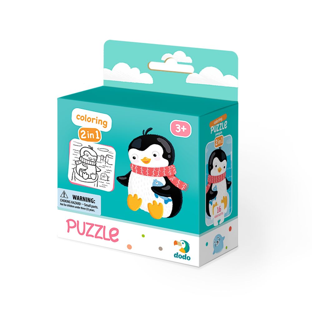 Joc / Jucărie Puzzle 16 z kolorowanką Pingwinek DOP300122 