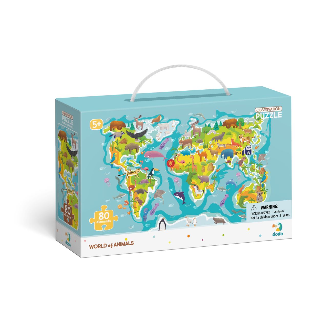 Hra/Hračka Puzzle 80 obserwacyjne Mapa Świata zwierząt DOP300133 