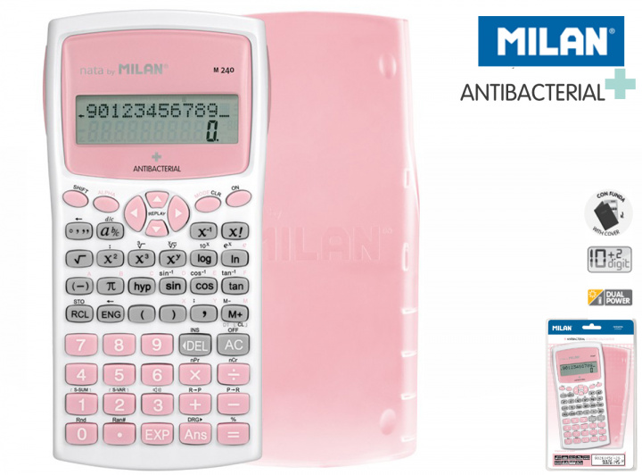 Kniha Kalkulator naukowy Milan antibacterial różowy M240 