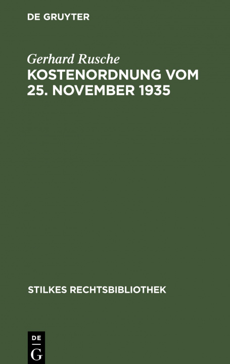 Kniha Kostenordnung vom 25. November 1935 