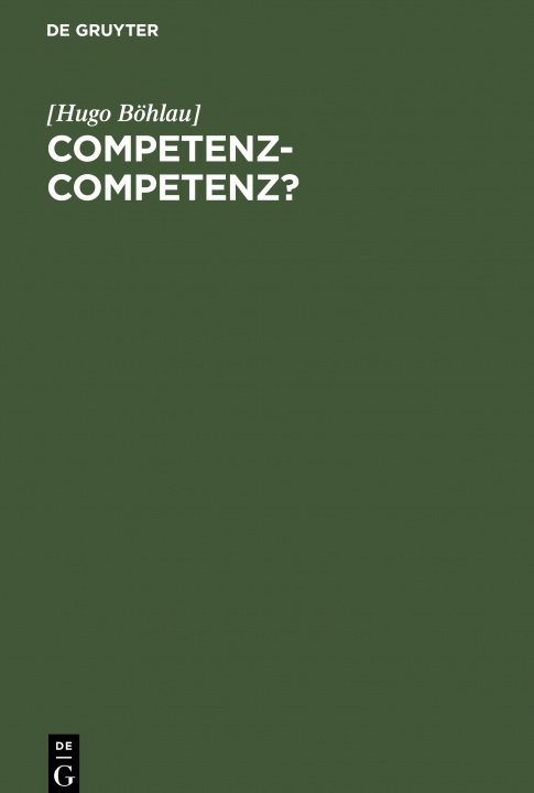 Knjiga Competenz-Competenz? [Hugo Böhlau]